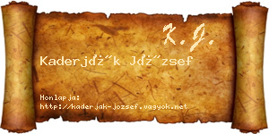 Kaderják József névjegykártya
